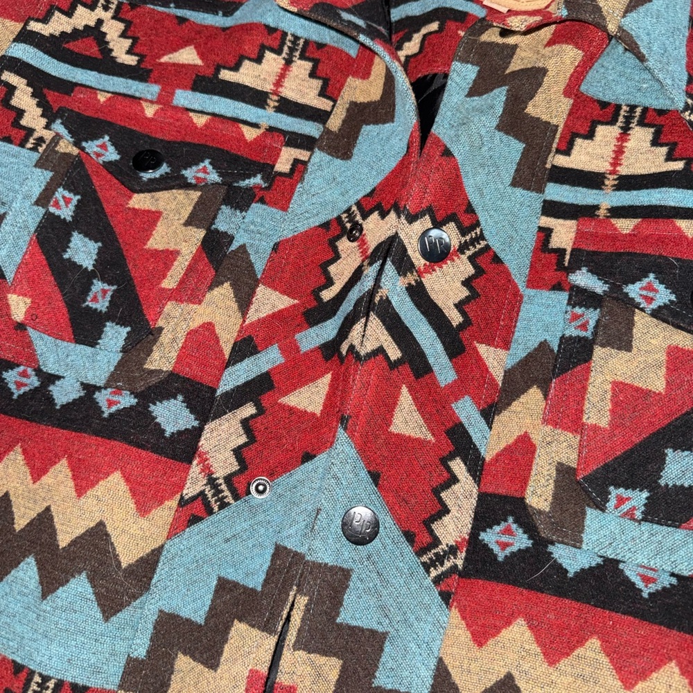 Powder River Outfitters Aztec Pattern Jacket - Turquoise & Red - Picture 2 of 5